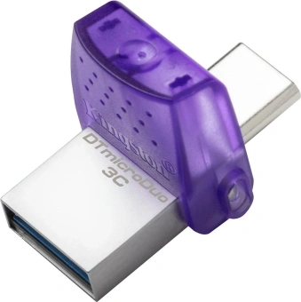Флеш Диск Kingston 128GB DataTraveler microDuo 3C DTDUO3CG3/128GB USB3.0 фиолетовый - купить недорого с доставкой в интернет-магазине
