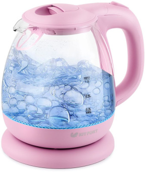 Чайник электрический Kitfort КТ-653-2 1л. 1100Вт розовый (корпус: пластик/стекло) - купить недорого с доставкой в интернет-магазине