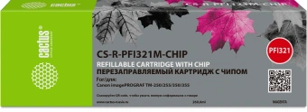 Картридж перезаправляемый струйный Cactus CS-R-PFI321M-CHIP PFI-321 пурпурный (260мл) для Canon imagePROGRAF TM-200/200MFP/205/300/300MFP/305/250/255/350/355 с чипом - купить недорого с доставкой в интернет-магазине
