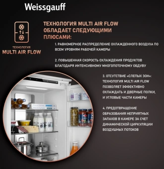 Холодильник Weissgauff Wrki 178 Total 2-хкамерн. инвертер (431405) - купить недорого с доставкой в интернет-магазине