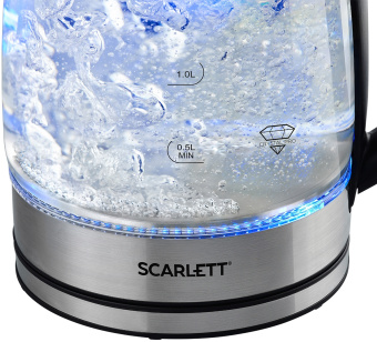 Чайник электрический Scarlett SC-EK27G70 1.8л. 1800Вт серебристый/черный корпус: стекло/металл/пластик - купить недорого с доставкой в интернет-магазине