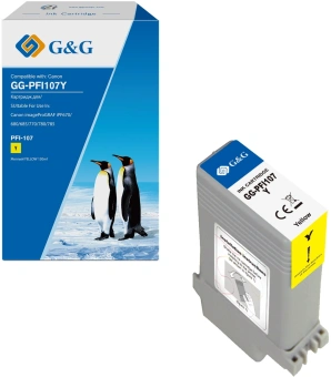 Картридж струйный G&G GG-PFI107Y PFI-107 Y желтый (130мл) для Canon imageProGRAF iPF670/680/685/770/780/785 - купить недорого с доставкой в интернет-магазине