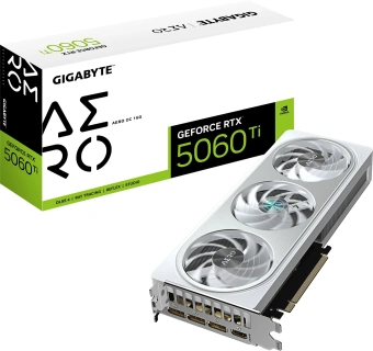 Видеокарта Gigabyte PCI-E 5.0 GV-N506TAERO OC-16GD 1.0 NVIDIA GeForce RTX 5060TI 16Gb 128bit GDDR7 2572/28000 HDMIx1 DPx3 HDCP Ret - купить недорого с доставкой в интернет-магазине