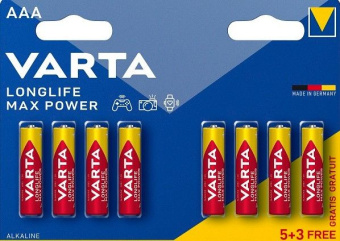 Батарея Varta LongLife Max Power Alkaline LR03 BL5+3 AAA (8шт) блистер - купить недорого с доставкой в интернет-магазине