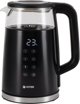 Чайник электрический Vitek VT-8827 1.7л. 2200Вт черный корпус: стекло/металл - купить недорого с доставкой в интернет-магазине