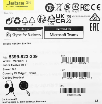 Наушники с микрофоном Jabra Evolve 30 II MS черный 1.2м накладные USB оголовье (5399-823-309) - купить недорого с доставкой в интернет-магазине