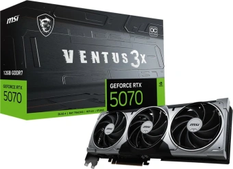 Видеокарта MSI PCI-E 5.0 RTX 5070 12G VENTUS 3X OC NVIDIA GeForce RTX 5070 12Gb 192bit GDDR7 2542/28000 HDMIx1 DPx3 HDCP Ret - купить недорого с доставкой в интернет-магазине