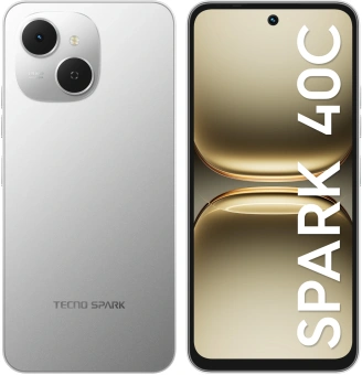 Смартфон Tecno Spark 40C 128Gb 4Gb серый моноблок 3G 4G 2Sim 6.67" 720x1600 Android 15 13Mpix 802.11 a/b/g/n/ac/ax GPS GSM900/1800 Protect FM microSD max1024Gb - купить недорого с доставкой в интернет-магазине