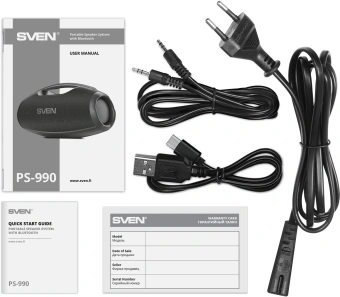 Колонка порт. Sven АС PS-990 черный 180W 2.0 BT/3.5Jack 5200mAh (без.бат) (SV-022891) - купить недорого с доставкой в интернет-магазине