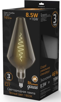 Лампа филам. Gauss Filament Vase 8.5Вт цок.:E27 свеча 220B 1800K св.свеч.бел.теп. (упак.:1шт) (180802005) - купить недорого с доставкой в интернет-магазине