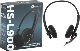 Наушники с микрофоном Оклик HS-L900 черный 2.8м накладные оголовье (1532022) - купить недорого с доставкой в интернет-магазине