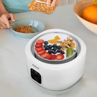 Йогуртница Kitfort КТ-6082 15Вт 1б. 1000мл упр.:электрон. белый - купить недорого с доставкой в интернет-магазине