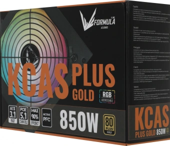 Блок питания Formula ATX 850W AC KCAS PLUS GOLD 80+ gold (20+4pin) APFC 120mm fan color LED 8xSATA RTL - купить недорого с доставкой в интернет-магазине