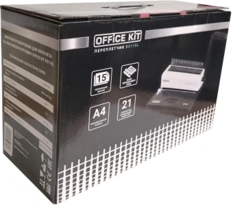 Переплетчик Office Kit B2115L A4/перф.15л.сшив/макс.450л./пластик.пруж. (4.5-51мм) - купить недорого с доставкой в интернет-магазине