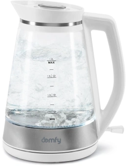 Чайник электрический Domfy DSW-EK505 1.9л. 3000Вт белый/прозрачный корпус: стекло/пластик - купить недорого с доставкой в интернет-магазине