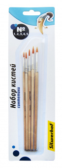 Набор кистей Silwerhof 980089 Народная кол-ция (наб.5шт) синтетика №1-5 дерев.ручка - купить недорого с доставкой в интернет-магазине