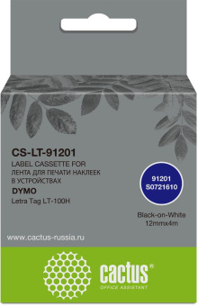 Картридж ленточный Cactus CS-LT-91201 91201 черный на белом 12x4 для Dymo Letra Tag LT-100H - купить недорого с доставкой в интернет-магазине
