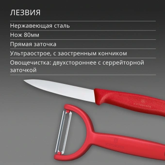 Набор нож/овощеч. Victorinox Swiss Classic 6.7111.22C1 компл.:2предм. красный европодвес - купить недорого с доставкой в интернет-магазине