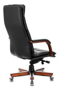 Кресло руководителя Бюрократ T-9927WALNUT черный кожа крестов. металл/дерево - купить недорого с доставкой в интернет-магазине