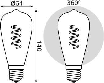 Лампа филам. Gauss Filament ST64 6Вт цок.:E27 эдисон 220B св.свеч.бел.теп. (упак.:10шт) (157802006) - купить недорого с доставкой в интернет-магазине