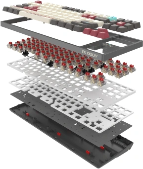 Клавиатура A4Tech Bloody WS87 механическая серый/красный USB for gamer LED (WS87) - цена, купить или заказать с доставкой в интернет-магазине Клавиатура A4Tech Bloody WS87 механическая серый/красный USB for gamer LED (WS87) - купить недорого с доставкой в интернет-магазине