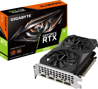 Видеокарта Gigabyte PCI-E 4.0 GV-N3050WF2OC-6GD NVIDIA GeForce RTX 3050 6Gb 96bit GDDR6 1477/14000 HDMIx2 DPx2 HDCP Ret - купить недорого с доставкой в интернет-магазине