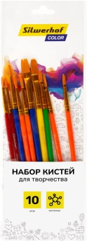 Набор кистей Silwerhof Color (наб.10шт) синт.кр.№2,3/плос.№3,6,7,12/овал.№3,10 - купить недорого с доставкой в интернет-магазине