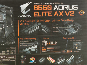 Материнская плата Gigabyte B550 AORUS ELITE AX V2 Soc-AM4 AMD B550 4xDDR4 ATX AC`97 8ch(7.1) 2.5Gg RAID+HDMI+DP - купить недорого с доставкой в интернет-магазине