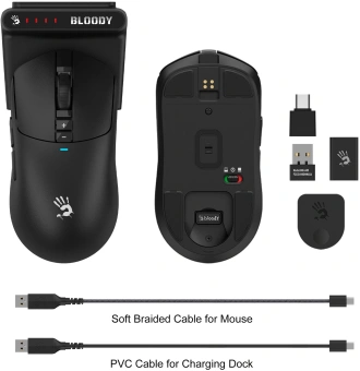 Мышь A4Tech Bloody R72 Ultra Duo черный оптическая 20000dpi беспров. USB/USB-C 7but - купить недорого с доставкой в интернет-магазине