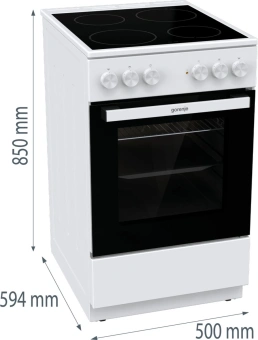 Плита Электрическая Gorenje GEC5A12WG-B белый стеклокерамика (без крышки) - купить недорого с доставкой в интернет-магазине