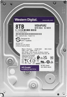 Жесткий диск WD SATA-III 8TB WD84PURZ Surveillance Purple (5640rpm) 128Mb 3.5" - купить недорого с доставкой в интернет-магазине