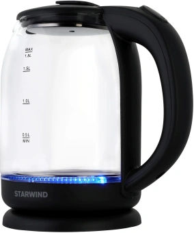 Чайник электрический Starwind SKG1779 1.8л. 1700Вт прозрачный/черный корпус: стекло - купить недорого с доставкой в интернет-магазине