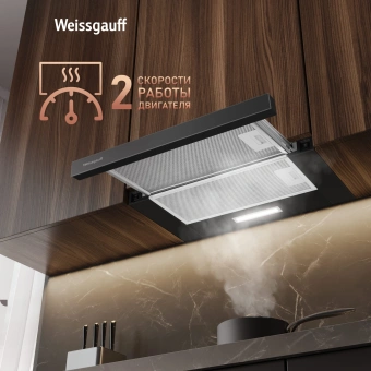 Вытяжка встраиваемая Weissgauff TEL 450 Glass черный управление: кулисные переключатели (1 мотор) - купить недорого с доставкой в интернет-магазине