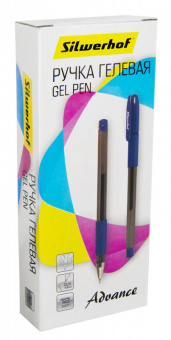 Ручка гелев. Silwerhof Advance (026182-01) d=0.5мм син. черн. кор.карт. сменный стержень линия 0.3мм резин. манжета - купить недорого с доставкой в интернет-магазине
