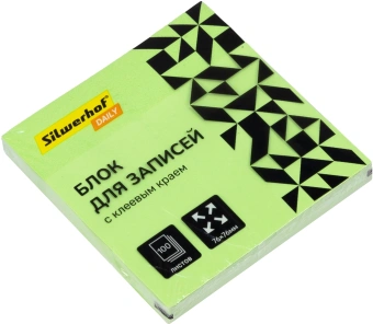 Блок самоклеящийся бумажный Silwerhof Daily 76x76мм 100лист. 75г/м2 неон зеленый - купить недорого с доставкой в интернет-магазине