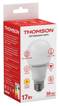 Лампа светодиодная Thomson TH-B2011 17Вт цок.:E27 груша 220B 3000K св.свеч.бел.теп. A (упак.:1шт) - купить недорого с доставкой в интернет-магазине