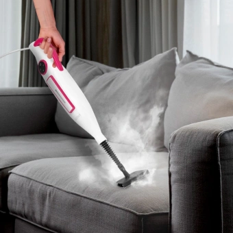 Швабра паровая Kitfort КТ-1096 1300Вт белый/малиновый - купить недорого с доставкой в интернет-магазине