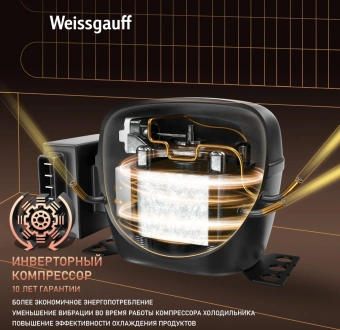 Холодильник Weissgauff WRK 2000 Total NoFrost Inverter Rock Glass 2-хкамерн. графит инвертер - купить недорого с доставкой в интернет-магазине
