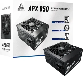 Блок питания Montech ATX 650W APX 650 80 PLUS WHITE (20+4pin) APFC 120mm fan 6xSATA Cab Manag RTL - купить недорого с доставкой в интернет-магазине