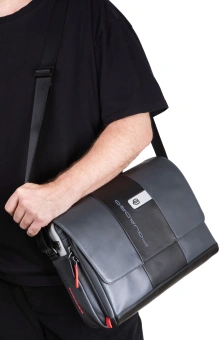 Сумка-мессенджер Piquadro Urban CA6802UB00/GRN с отделением для ноутбука 14" серая/черная натур.кожа - купить недорого с доставкой в интернет-магазине