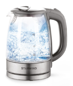Чайник электрический Starwind SKG2315 1.7л. 2200Вт серый/серебристый корпус: стекло/металл/пластик - купить недорого с доставкой в интернет-магазине