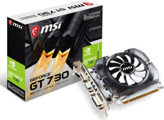 Видеокарта MSI PCI-E 2.0 N730-2GD3V3 NVIDIA GeForce GT 730 2Gb 128bit GDDR3 902/1600 DVIx1 HDMIx1 CRTx1 HDCP Ret - купить недорого с доставкой в интернет-магазине