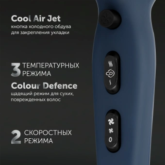 Фен Polaris PHD 2600ACi 2600Вт синий/черный - купить недорого с доставкой в интернет-магазине