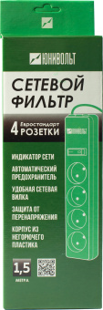 Сетевой фильтр Юнивольт 00-00000386 1.5м (4 розетки) белый (коробка) - купить недорого с доставкой в интернет-магазине