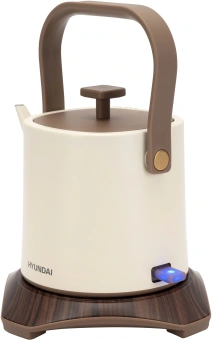 Чайник электрический Hyundai HYK-S2043 0.6л. 1000Вт кремовый/коричневый корпус: металл - купить недорого с доставкой в интернет-магазине