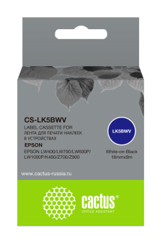 Картридж ленточный Cactus CS-LK5BWV LK-5BWV белый на черном 18x9 для Epson LW400/LW700/LW600P/LW1000P/K400/Z700/Z900 - купить недорого с доставкой в интернет-магазине