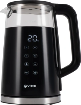 Чайник электрический Vitek VT-8827 1.7л. 2200Вт черный корпус: стекло/металл - купить недорого с доставкой в интернет-магазине