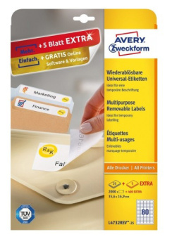 Этикетки Avery Zweckform L4732REV-25 35.6x16.9мм 80шт на листе/70г/м2/25л./белый матовое самоклей. универсальная - цена, купить или заказать с доставкой в интернет-магазине Этикетки Avery Zweckform L4732REV-25 35.6x16.9мм 80шт на листе/70г/м2/25л./белый матовое самоклей. универсальная - купить недорого с доставкой в интернет-магазине