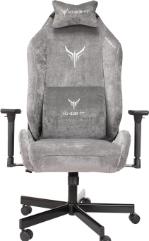 Кресло игровое Knight N1 Fabric серый Light-19 с подголов. крестов. металл - купить недорого с доставкой в интернет-магазине