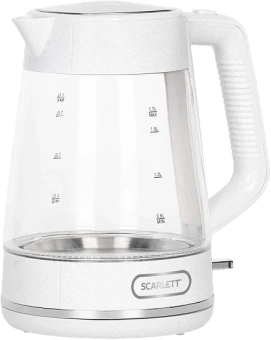 Чайник электрический Scarlett SC-EK27G104 1.7л. 2200Вт белый корпус: стекло/пластик - купить недорого с доставкой в интернет-магазине